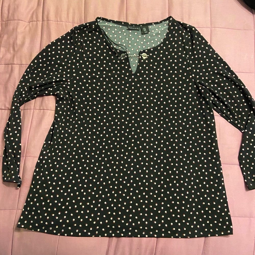 Tahari Black with Cream and Purple Dots